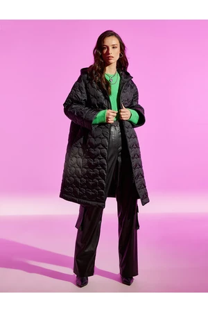 Koton Rachel Araz X - Long Coat with Heart Quilted Hooded