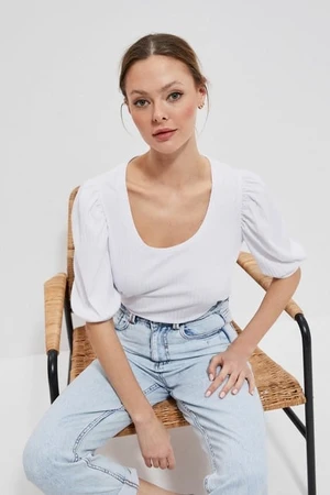 Moodo Balloon Sleeve Blouse - White