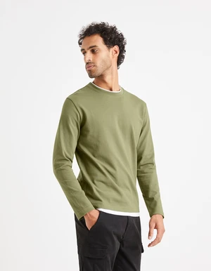 Green men's sweater with decorative trim Celio Velayer