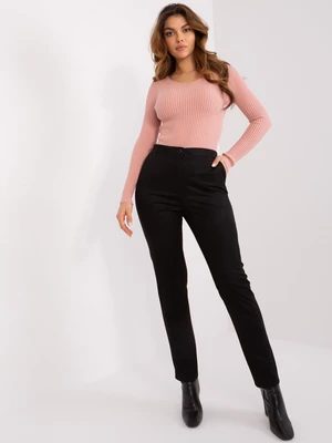 Black high-waisted fabric trousers