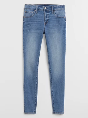 GAP Modré dámské džíny mid rise universal legging jeans