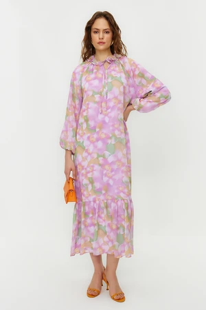 Trendyol Pink Floral Lined Woven Chiffon Dress