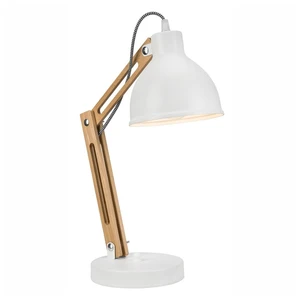 Biało-brązowa lampa stołowa z metalowym kloszem (wys. 44 cm) Marcello – LAMKUR