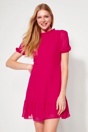 Trendyol Fuchsia A-Cut Flounce Chiffon Lined Woven Woven Dress