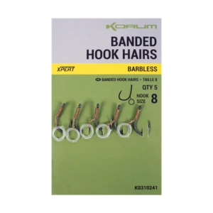 Korum háčik s gumičkou banded hook hairs barbless - veľkosť 14