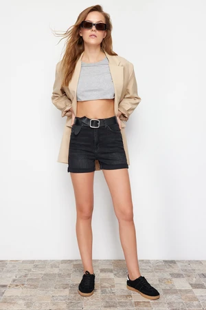 Trendyol Black Fold-Fold Denim Shorts & Bermuda