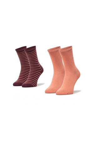 Socks - Tommy Hilfiger Stripes 2 pack pink, burgundy