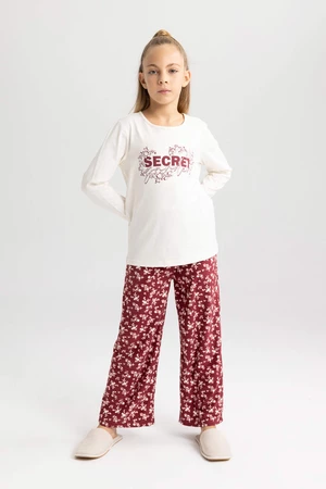 DEFACTO Girl Regular Fit Combed Cotton 2 Piece Pajama Set