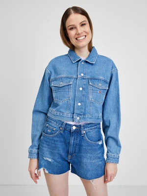 Tommy Hilfiger Jeans Bunda - CROPPED TRUCKER JACKET BF8032 modrá