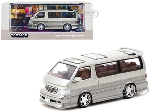 Toyota Hiace Wagon Custom Van RHD (Right Hand Drive) Silver and Light Brown Metallic "Road64" Series 1/64 Diecast Model Car by Tarmac Works