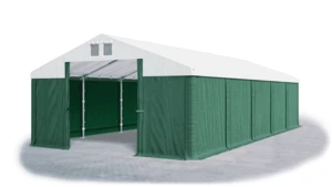 Garážový stan 6x12x4m střecha PVC 560g/m2 boky PVC 500g/m2 konstrukce ZIMA Bílá Zelená Zelené