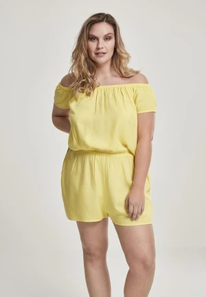 Women's short off-the-shoulder jumpsuit - light yellow