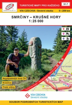 VIA CZECHIA Severní stezka Smrčiny Krušné hory / Turistická mapa Geodézie On Line S1-7