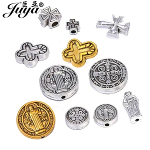 30PCS Jesus Cross Spacer Beads For Jewelry Making Christian Crown Bead Supplies Needlework DIY Handmade Bracelets Accessories