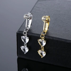 Body Piercing Heart Nave Clip Fake Belly Piercing Cartilage Earring Clip Navel Ring Clip Drop Dangle Body Belly Piercing