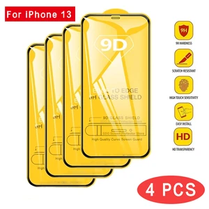 4PCS 9D Screen Protector Tempered Glass for IPhone 13 Pro Max Protective Glass for IPhone 13 Mini 13 Pro