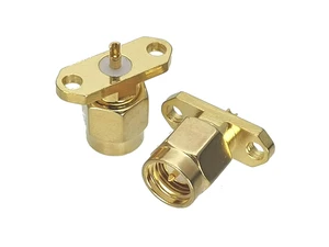 1Pcs Connector SMA Male Plug 2-Holes Flange Solder Deck Mount RF Adapter Coaxial High Quanlity