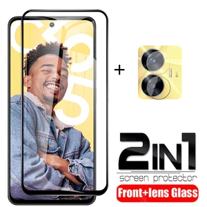 2in1 Full Cover Tempered Glass Case For Realme C55 4G Screen Protectors Realmi realm c 55 55c realmec55 Camera Protective Film