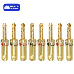 Musical Sound 8PCS Closed Screw 24K Gold Plated Banana Speaker Plug Connectors for Speaker Wire Audio/Video Amplifiers