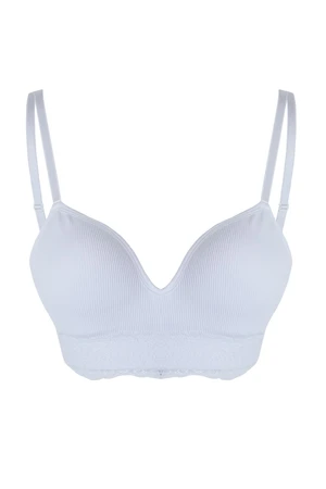 Trendyol White Seamless Lace Detailed Non-wired Cupped Bustier Knitted Bra