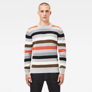 G-STAR Sweater - Multi stripe r knit ls grey