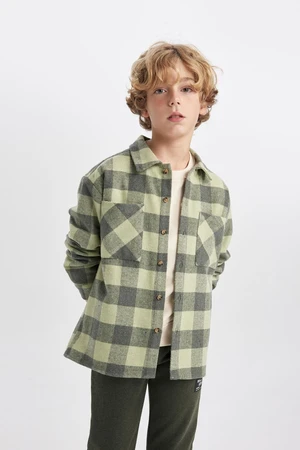 DEFACTO Boy Oversize Fit Plaid Flannel Long Sleeve Shirt