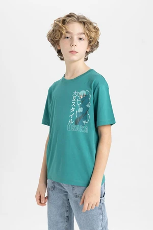 DEFACTO Boy's Crew Neck Printed Short Sleeve T-Shirt