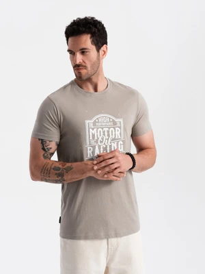 Ombre Men's motorcycle style printed t-shirt - ash