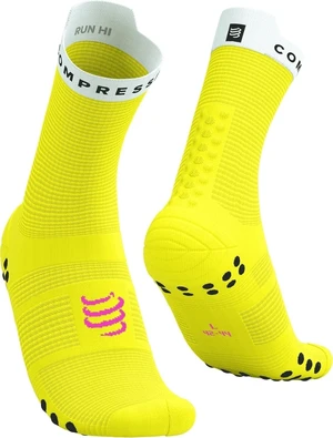 Compressport Pro Racing V4.0 Run High Safety Yellow/White/Black/Neon Pink T3 Laufsocken