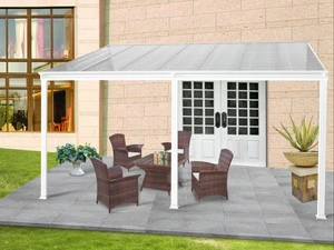 Hliníková pergola 4,35x3 m WALL 43 bílá Kouřově hnědá (bronz)