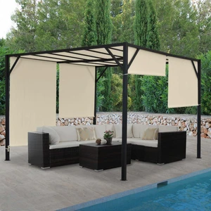 Pergola so sťahovacou strechou 3x3 m Dekorhome Krémová