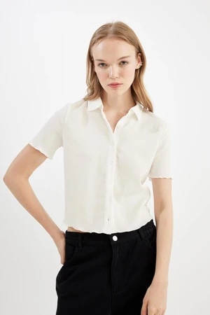 DEFACTO Cool Fitted Wrinkled Short Sleeve Shirt