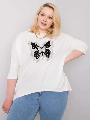 Cotton ecru blouse with appliqué