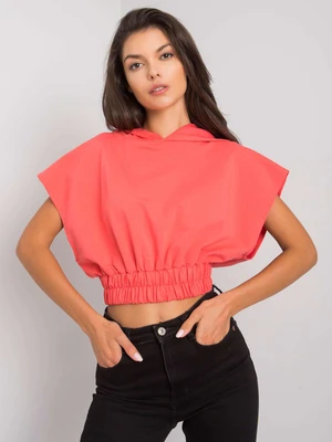 Short coral sweatshirt