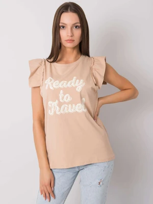 Women's beige blouse with print