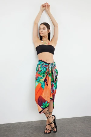 Trendyol Tropical Patterned Maxi Woven Pareo