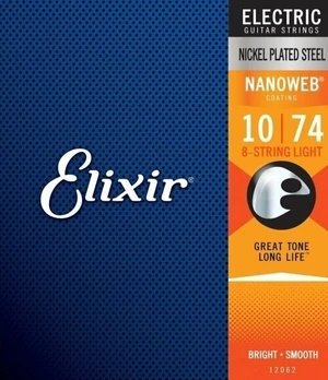 Elixir 12062 Nanoweb Light 8 String Set de corzi pentru chitară electrică