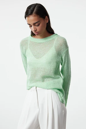 Trendyol Mint Transparent Knitwear Sweater