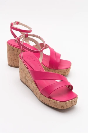 LuviShoes Ductus Fuchsia Skin Wedge Sole Women's Sandals