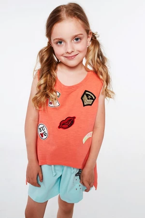 Girls' T-shirt with coral patches