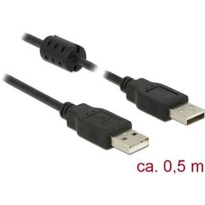 Delock #####USB-Kabel USB 2.0 #####USB-A Stecker, #####USB-A Stecker 50.00 cm čierna s feritovým jadrom