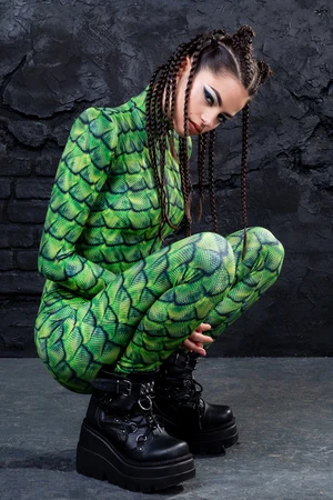 Sexy Basilisk Costume Women - Green Snake Costume - Sexy Snake Bodysuit - Rave Bodysuit - Festival Outfit - Rave Clothing - Basilisk Pad Costume