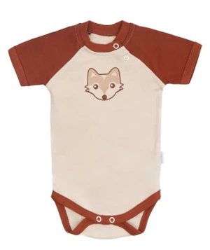 Mamatti Kojenecké body kr. rukáv, Baby Fox - béžová/hnědá, vel. 68 (3-6m)