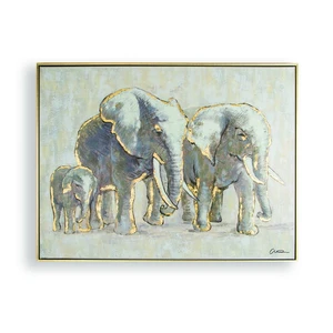 Ručne maľovaný obraz Graham & Brown Elephant Family, 80 × 60 cm