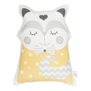 Žltý detský vankúšik s prímesou bavlny Mike & Co. NEW YORK Pillow Toy Smart Cat, 23 x 33 cm