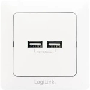 USB nabíjecí zásuvka do zdi LogiLink PA0163 s USB, IP20, bílá, 2násobný