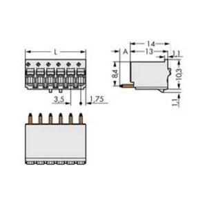 Konektor do DPS WAGO 2091-1176/000-1000, 21.00 mm, pólů 6, rozteč 3.50 mm, 100 ks