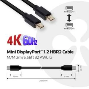 Mini-DisplayPort kabel club3D [1x mini DisplayPort zástrčka - 1x mini DisplayPort zástrčka] černá 2.00 m