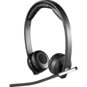 Headset k PC s USB, bezdrátový 2,4 GHz stereo, bez kabelu Logitech Dual H820e na uši