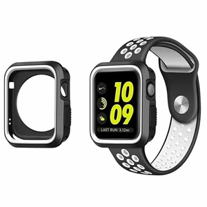 Ochranné silikónové puzdro a remienok pre Apple Watch Series 2/3/4/5, 42/44mm, black/white